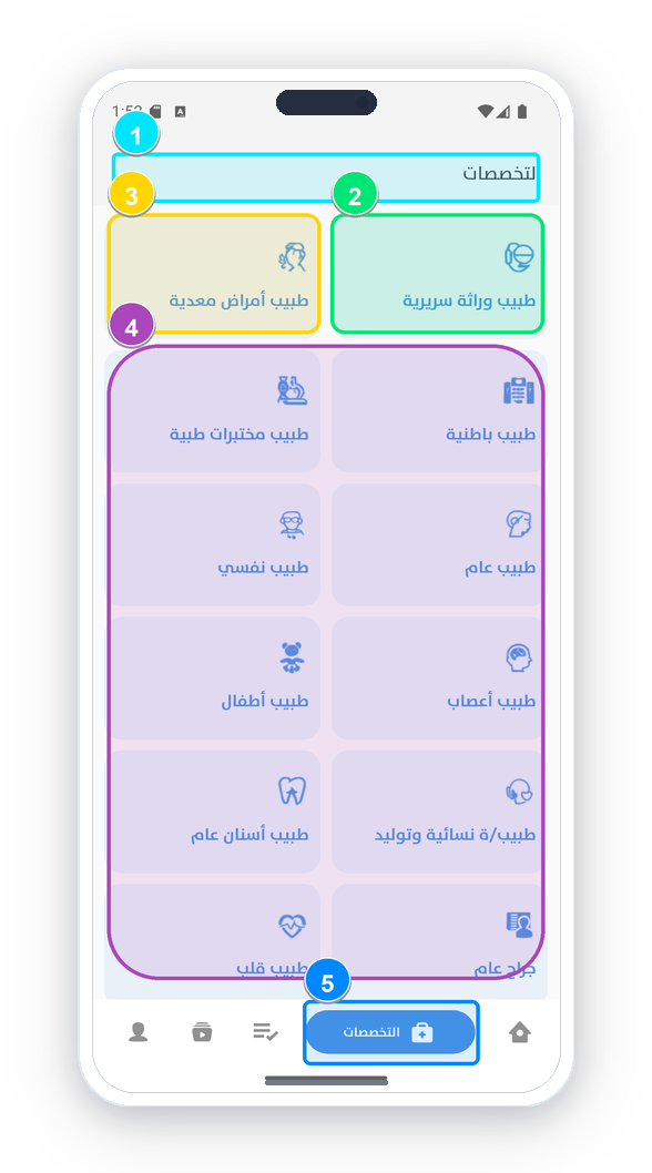 دليل التخصصات والأقسام الطبية